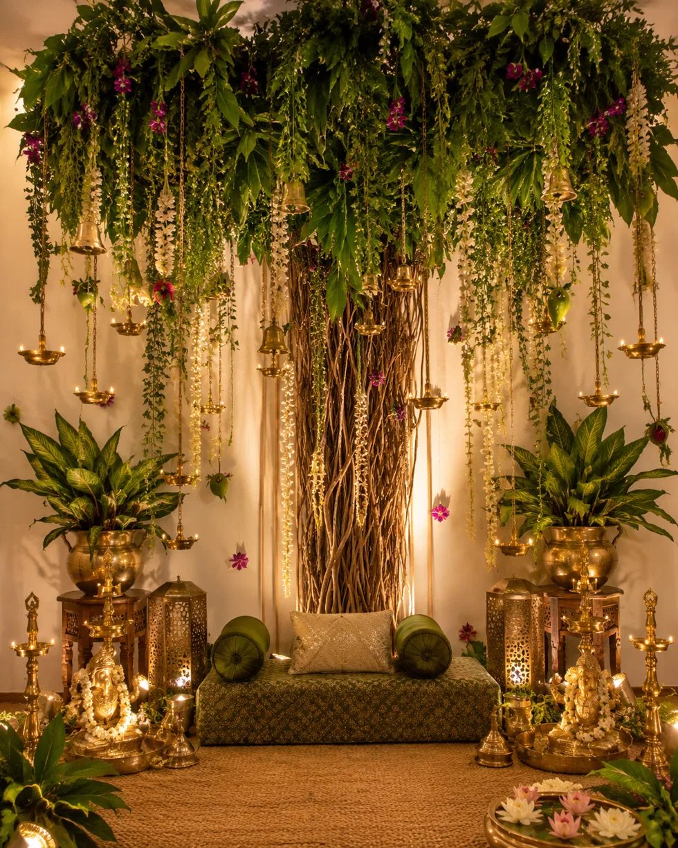 Festive floral temple decor